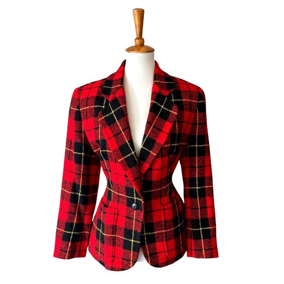 Vintage DKNY Wool Plaid Blazer – Late 80s / Early 90s Tartan Check, NWT, Size 6 - Picture 1 of 8